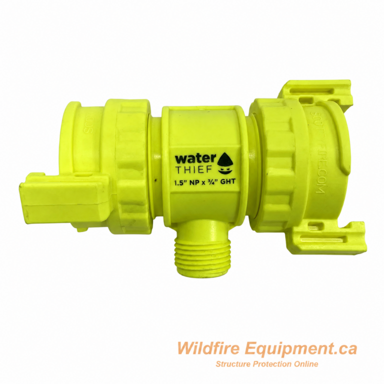 1.5-inch forestry inline water thief with 3/4-inch male garden hose outlet